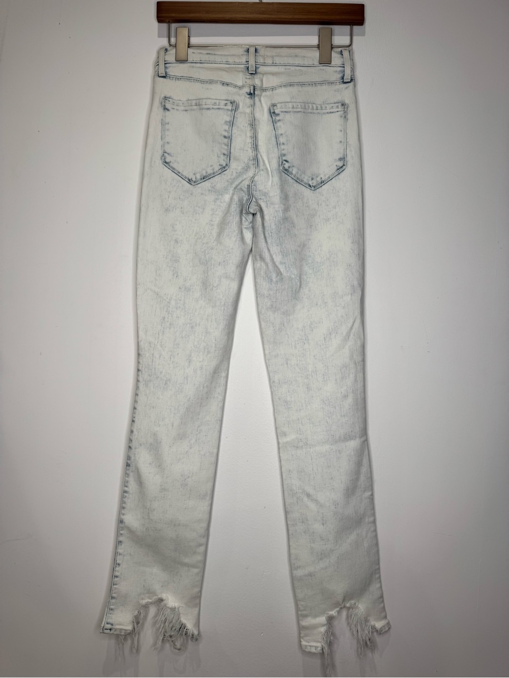 L’AGENCE High Waist Slim Harmon Jeans Electra Acid Wash Distressed Raw Hem 25 - Picture 6 of 14